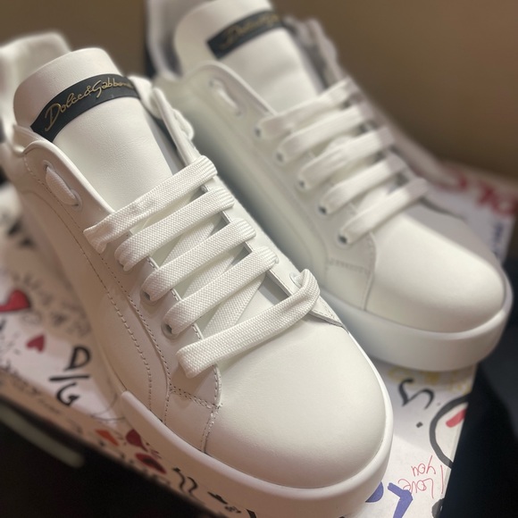 - Dolce and Gabbana white leather Portofino sneakers - Picture 2 of 11